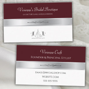 Luxe Crimson Bridal Shop Stylist Business Cards
