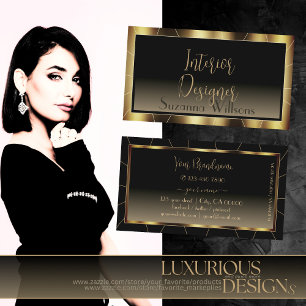 Luxe Dark Gold Frame Brown Gradient Stylish Modern Business Card