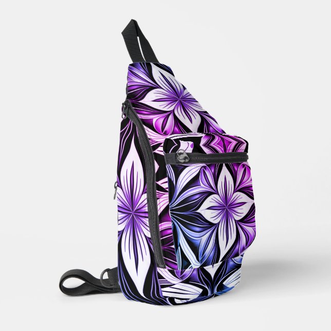 Luxe Deco Black Magenta White Sling Bag (Left Corner)