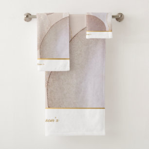 LUXE DESIGN NEUTRAL GOLD MONOCHROME  BATH TOWEL SET