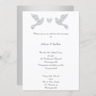 Luxe Diamond Love Dove Wedding 2 Invitation