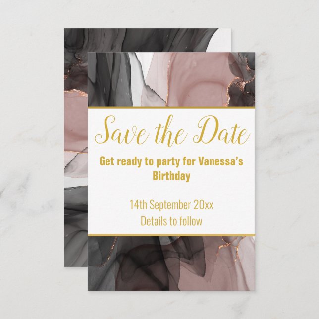LUXE DRIFTING ROSE SAVE THE DATE RSVP CARD (Front/Back)