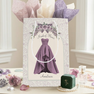 Luxe Dusty Mauve Maid of Honour Personalised Medium Gift Bag