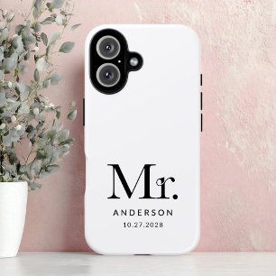 Luxe Elegance   Black and White Mister Wedding iPhone 16 Case