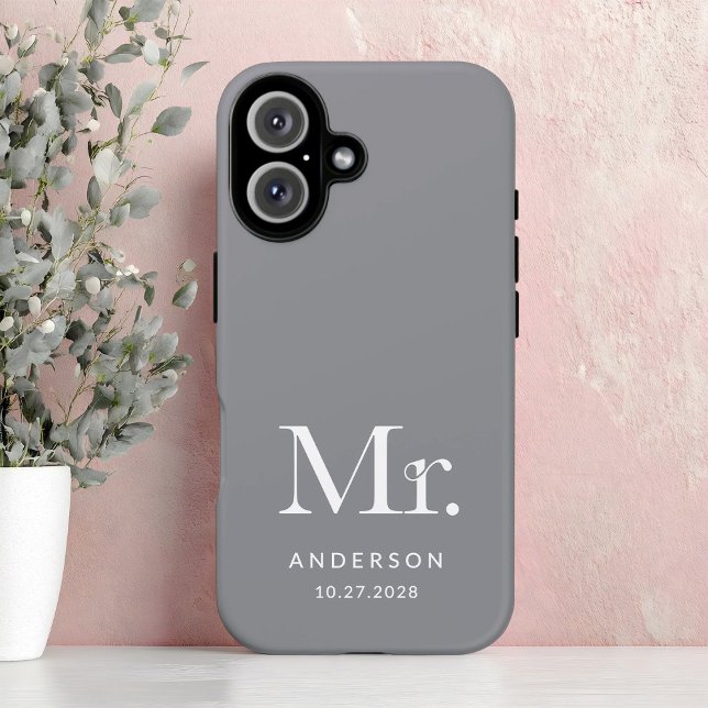 Luxe Elegance | Grey Mister and Wedding Date Case-Mate iPhone Case (Creator Uploaded)