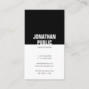 Luxe Elegant Black White Professional Sleek Plain Business Card