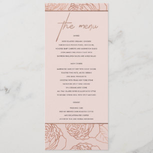 LUXE ELEGANT BLUSH PINK ROSE GOLD FLORAL  MENU