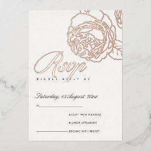 LUXE ELEGANT BLUSH PINK ROSE GOLD FLORAL RSVP