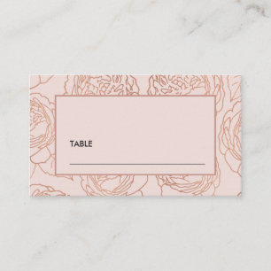 LUXE ELEGANT BLUSH PINK ROSE GOLD FLORAL WEDDING PLACE CARD