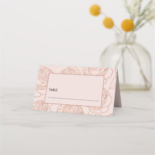 LUXE ELEGANT BLUSH PINK ROSE GOLD FLORAL WEDDING PLACE CARD