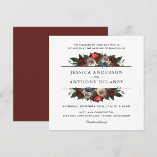 Luxe Elegant Floral Wedding Square Invitation