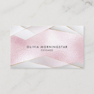 Luxe Elegant Sheer Pink Gold White Facets Business Card