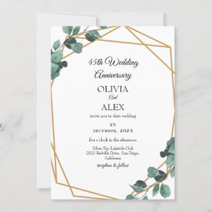 Luxe Emerald Greenery Wedding Anniversary Invitation