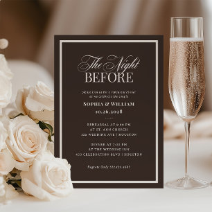 Luxe Espresso Brown   Neutral Rehearsal Dinner Invitation