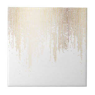 Luxe Faux Gold Confetti Rain Ceramic Tile
