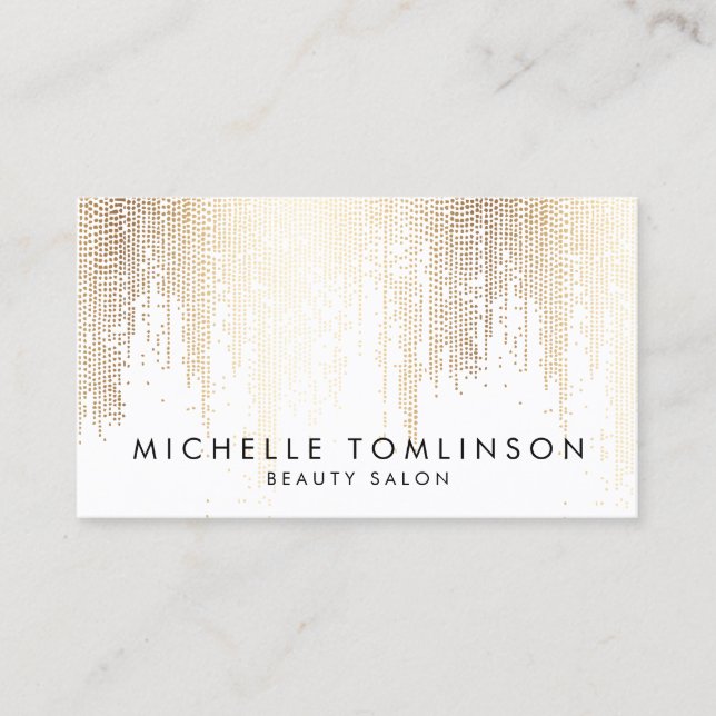 Luxe Faux Gold Confetti Rain Pattern Business Card (Front)