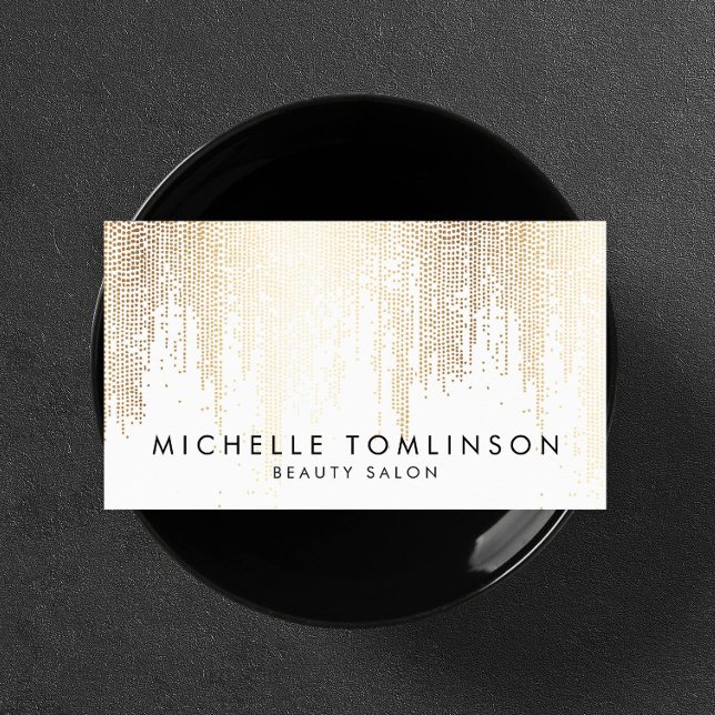 Luxe Faux Gold Confetti Rain Pattern Business Card (Creator Uploaded)