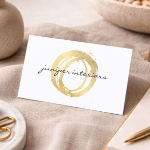 Luxe Faux Gold Painted Circle Interior Designer Business Card