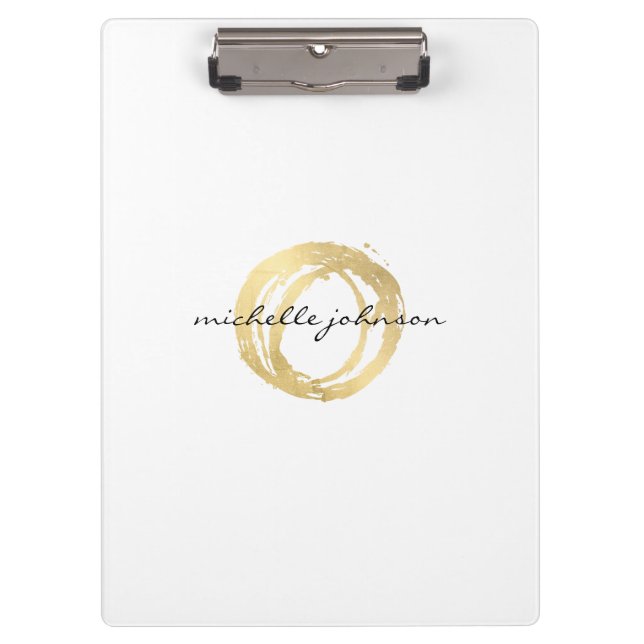 Luxe Faux Gold Painted Circle Personalised Clipboard (Front)