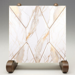 Luxe Faux Marble Gold Veins Glitter Ceramic Tile