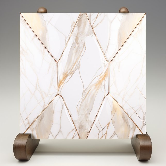 Luxe Faux Marble Gold Veins Glitter Ceramic Tile (Creator Uploaded)