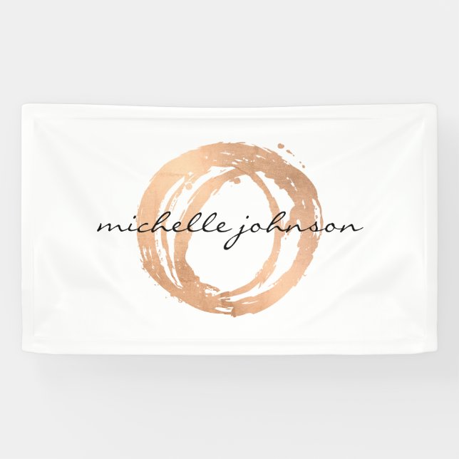 Luxe Faux Rose Gold Painted Circle Designer Logo Banner (Horizontal)