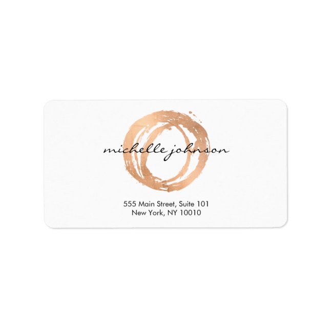 Luxe Faux Rose Gold Painted Circle Designer Logo Label (Front)