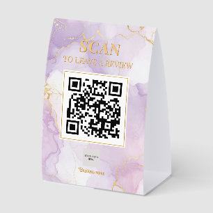 Luxe Feminine Marble Purple Lilac Gold QR Code
