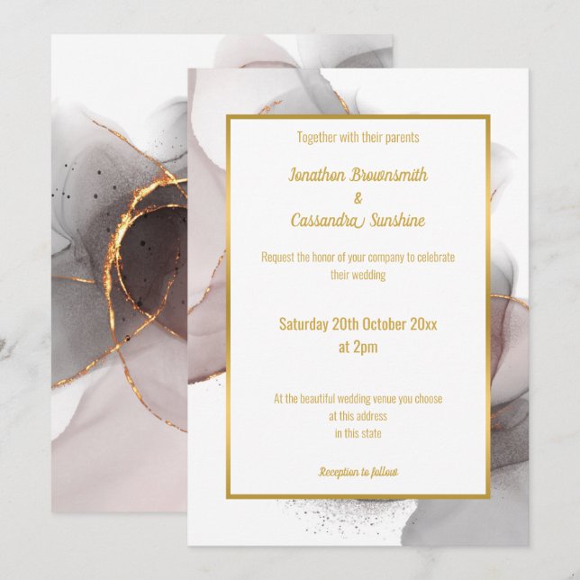 LUXE FLOATING ROSE WEDDING INVITATION (Front/Back)