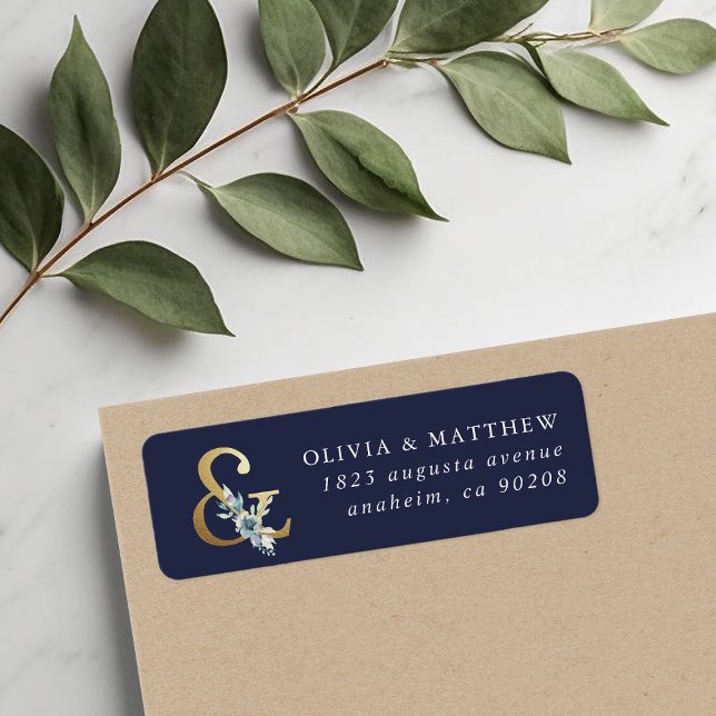 Luxe Floral Ampersand Wedding Return Address Label (Creator Uploaded)