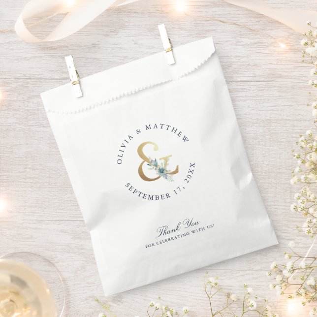 Luxe Floral Ampersand Wedding Thank You Favour Bag (Clipped)