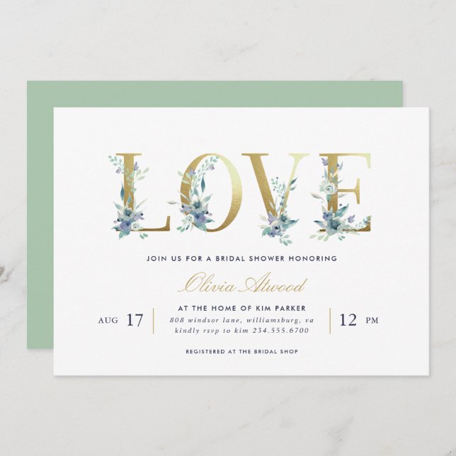 Luxe Floral Bridal Shower Invitation (Front/Back)
