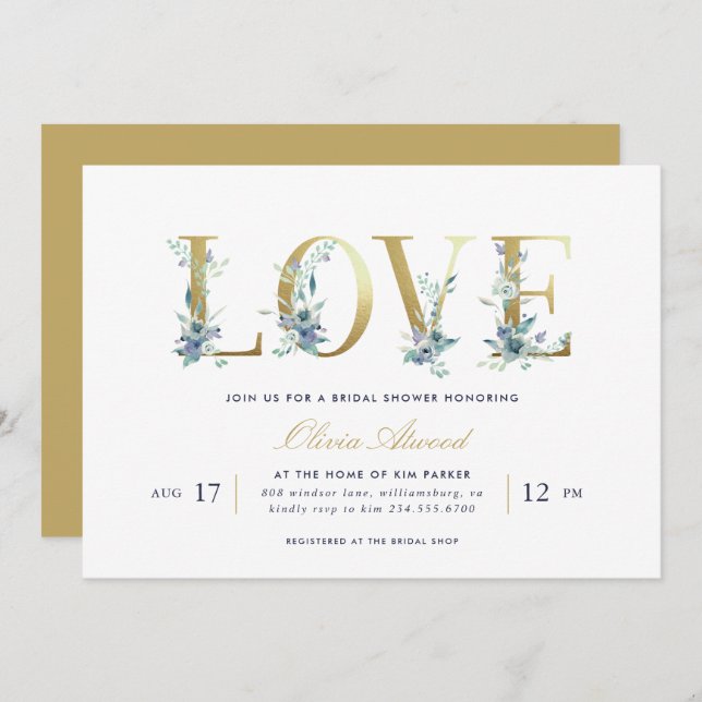Luxe Floral Bridal Shower Invitation (Front/Back)