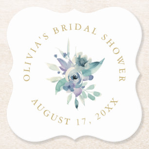 Luxe Floral Bridal Shower Paper Coaster