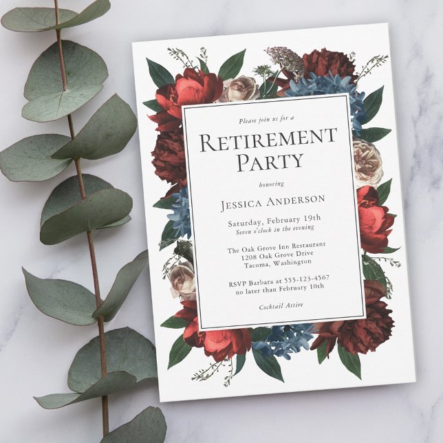 Luxe Floral Elegant Retirement Party for Her Invitation (Creator Uploaded)