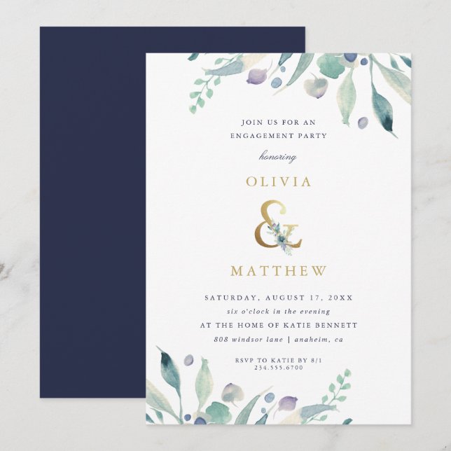 Luxe Floral Engagement Party Invitation (Front/Back)