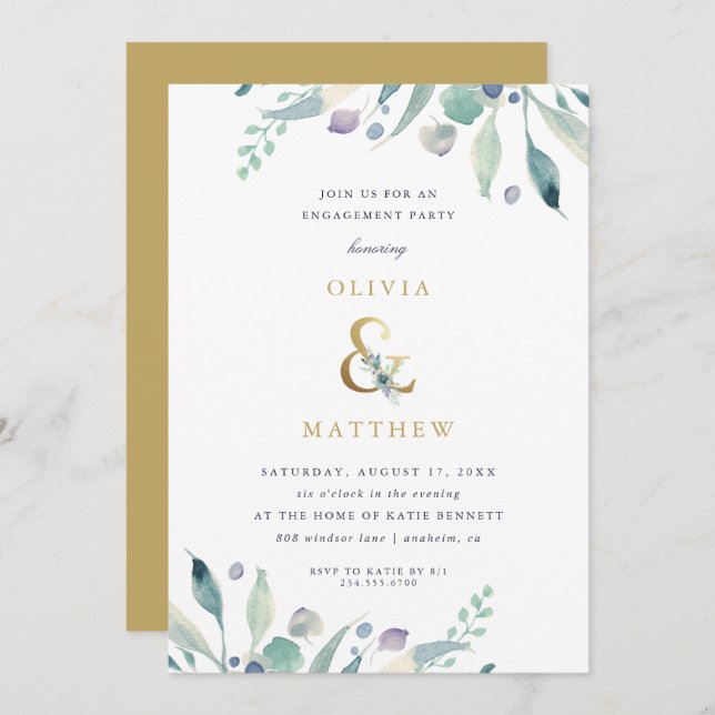 Luxe Floral Engagement Party Invitation (Front/Back)
