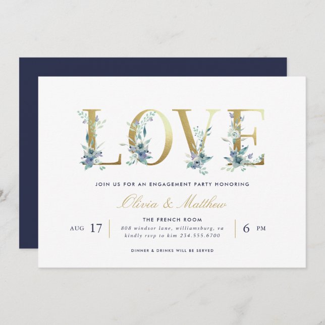 Luxe Floral Engagement Party Invitation (Front/Back)
