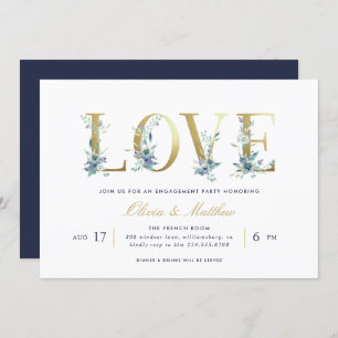 Luxe Floral Engagement Party Invitation