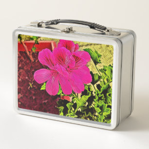 Luxe floral pink romantinc girl metal lunch box