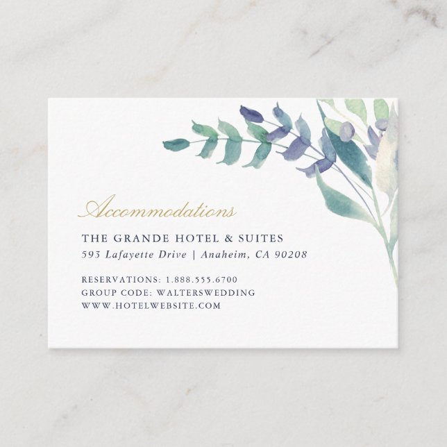 Luxe Floral Wedding Accommodations Enclosure Card (Front)