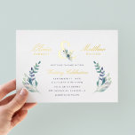 Luxe Floral Wedding Foil Invitation<br><div class="desc">Affordable custom printed wedding invitations personalised with your event details. This elegant design features a gold foil ampersand with delicate blue and green watercolor florals on a white background. Use the design tools to customise the text, edit the fonts and colours or add your own photos to create a classy...</div>