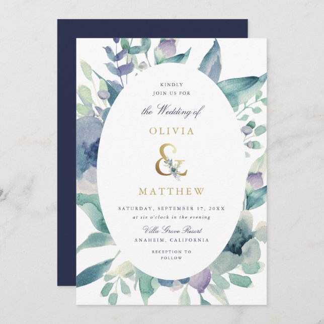 Luxe Floral Wedding Invitation (Front/Back)