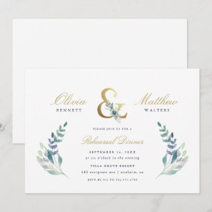 Luxe Floral Wedding Rehearsal Dinner Invitation