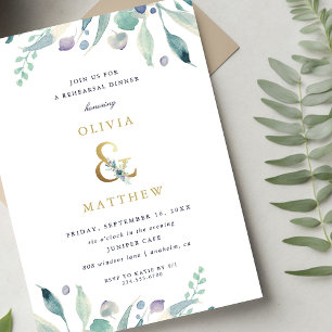 Luxe Floral Wedding Rehearsal Dinner Invitation