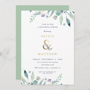 Luxe Floral Wedding Rehearsal Dinner Invitation