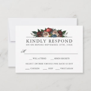 Luxe Floral Wedding RSVP with Entree Choices