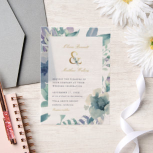 Luxe Floral Wedding Vellum Invitations