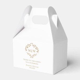 Luxe Formal Wedding Monogram Crest Leaf Custom Favour Box
