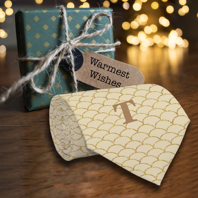 Luxe Geometric Fan Pattern Glitter Gold Tie (Creator Uploaded)